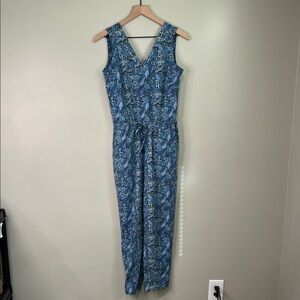 Toad & Co Blue Patterned Sun-kissed Liv Sleeveless Jumpsuit Womens XS